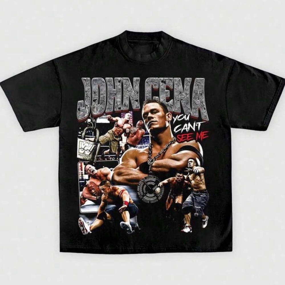WWE Black and Red John Cena Graphic Tee
